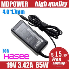 FOR HASEE 19V 3.42A 65W 4.0*1.7mm Laptop AC Adapter power Charger UT43 UT45 TU47 UI43 UI47 UI45 UI41R/G/S/B UN47 D1 D2 D3