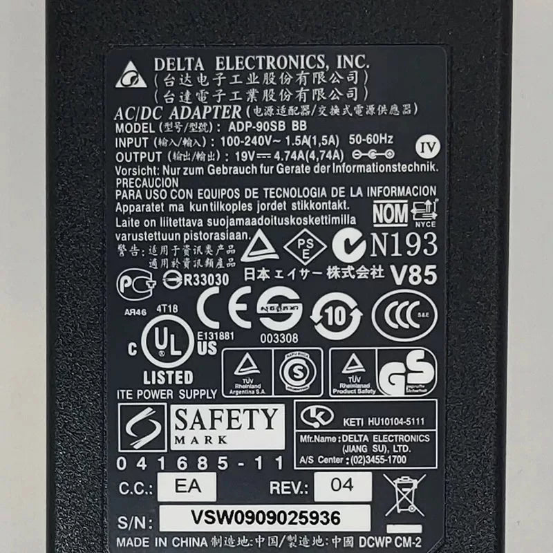 Genuine Delta ADP-90CD DB 19V 4.74A 90W AC Adapter for Hasee LuvBook F511 A40L K470N K480N K570C K610D Q480S U55 Laptop Charger