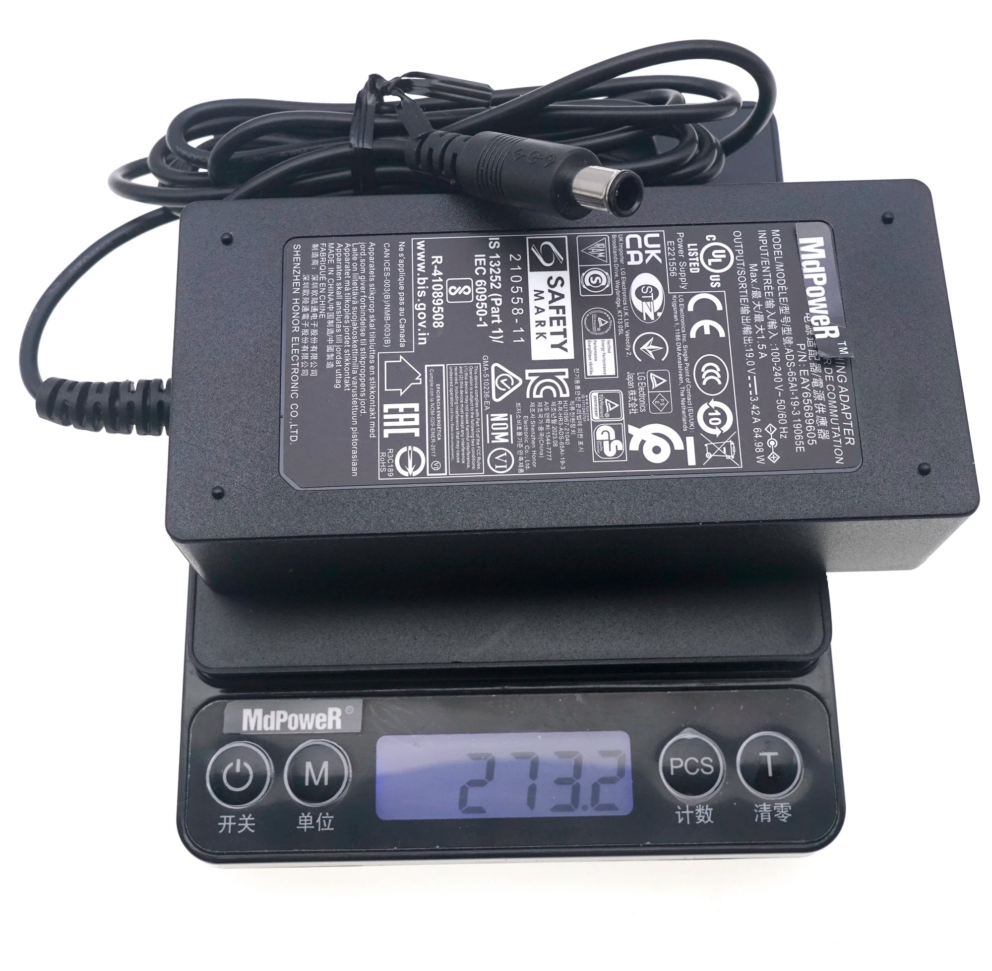 Original AC Switching Adapter ADS-65AI-19-3 65W Charger for LG LED TV Monitor Power Supply LCAP40 DA-65G19 PA-1650-68