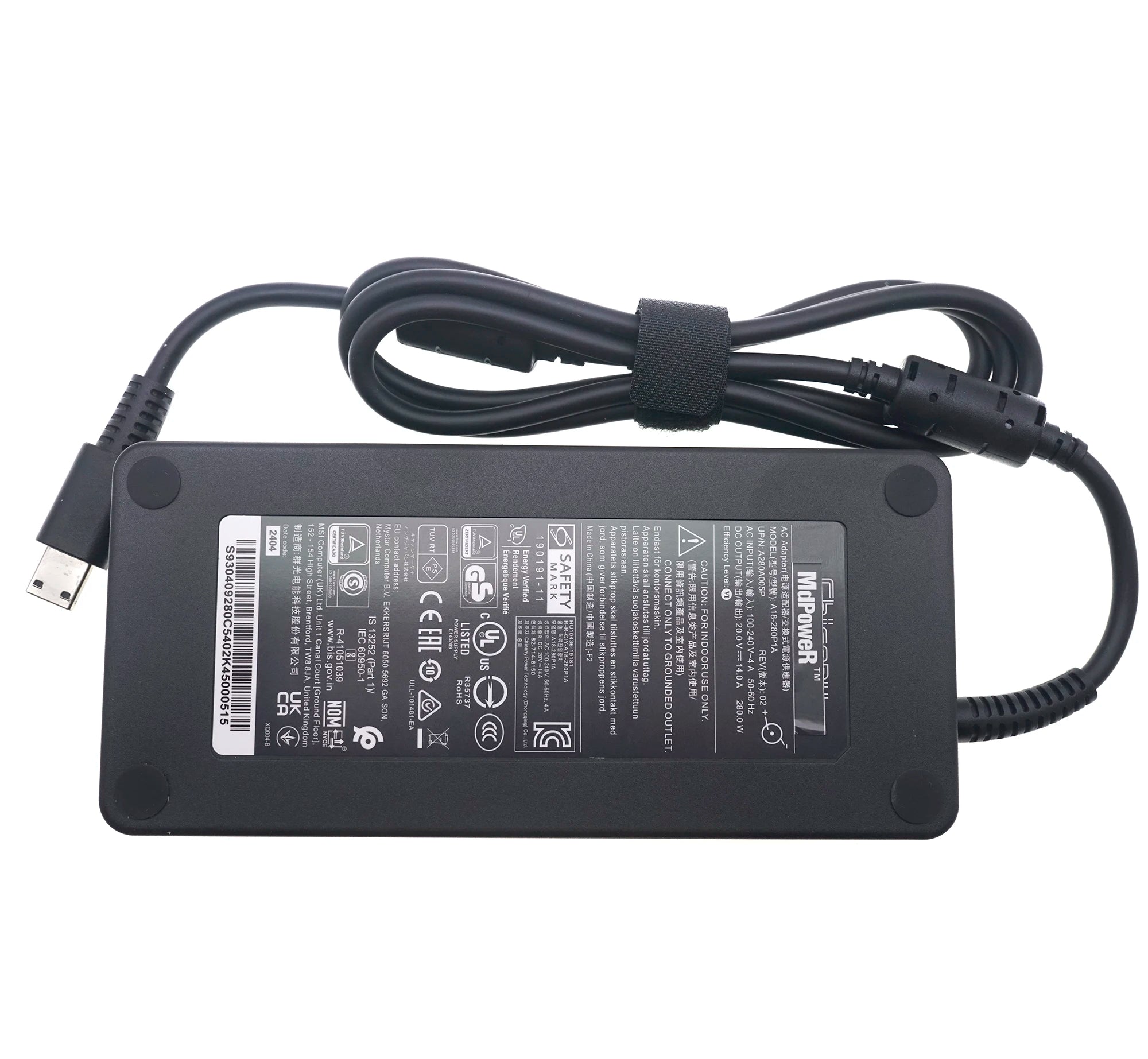 Replacement Chicony 20V 14A 280W AC Power Supply Adapter For MSI GF76 Raider 10UH GE66 GP66 Laptop Charger A18-280P1A A280A005P