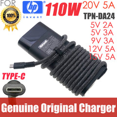 Genuine 20V 5A 110W Type-C AC Adapter Charger For HP Spectre x360 16-aa0074ng Laptop Power Supply TPN-DA24 M52946-003 M52950-001
