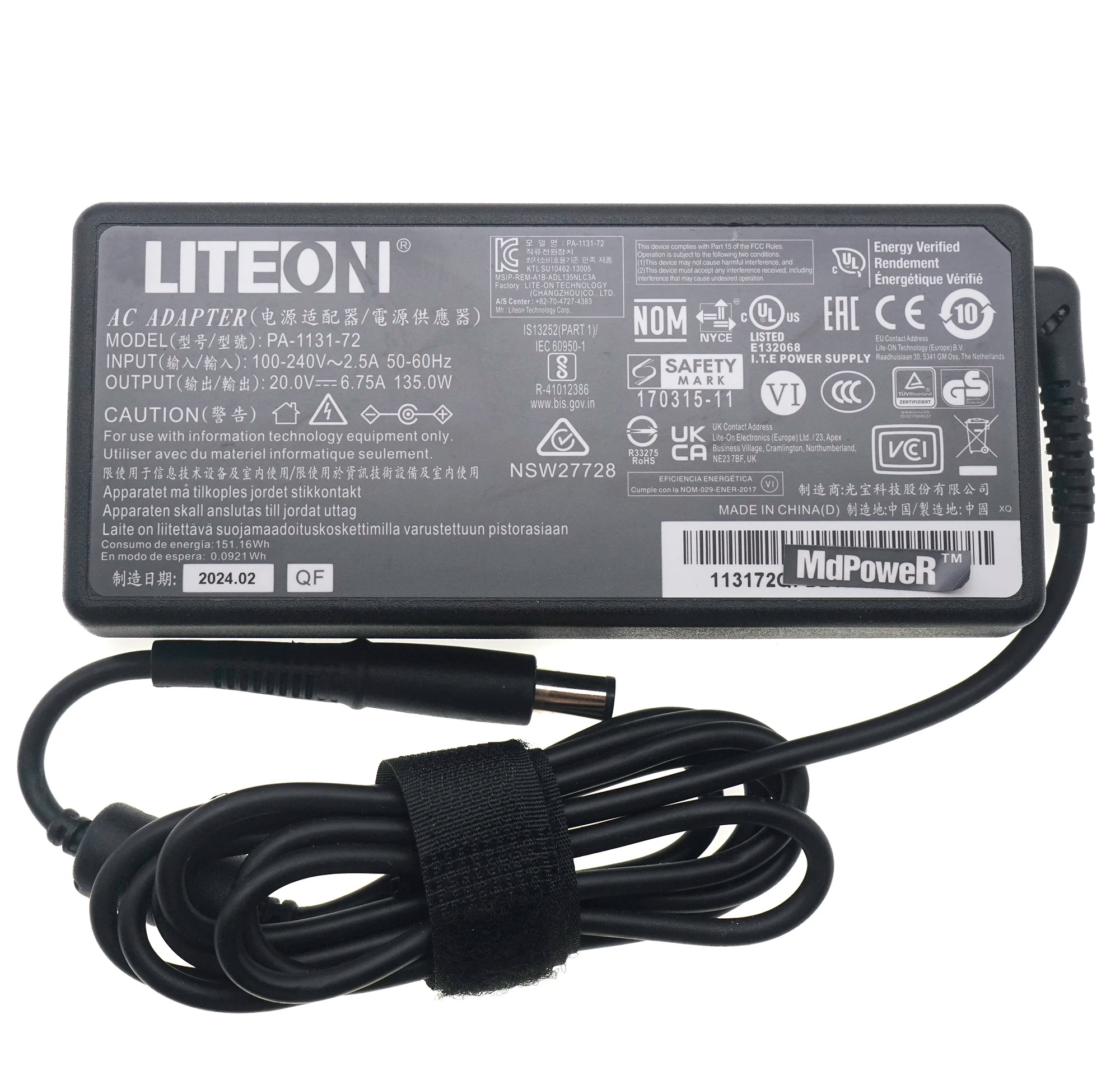 PA-1131-72 PA-1131-76 Original AC Adapter LITEON 20V 6.75A 135W Charger 7.4x5.0mm  Laptop Power Supply