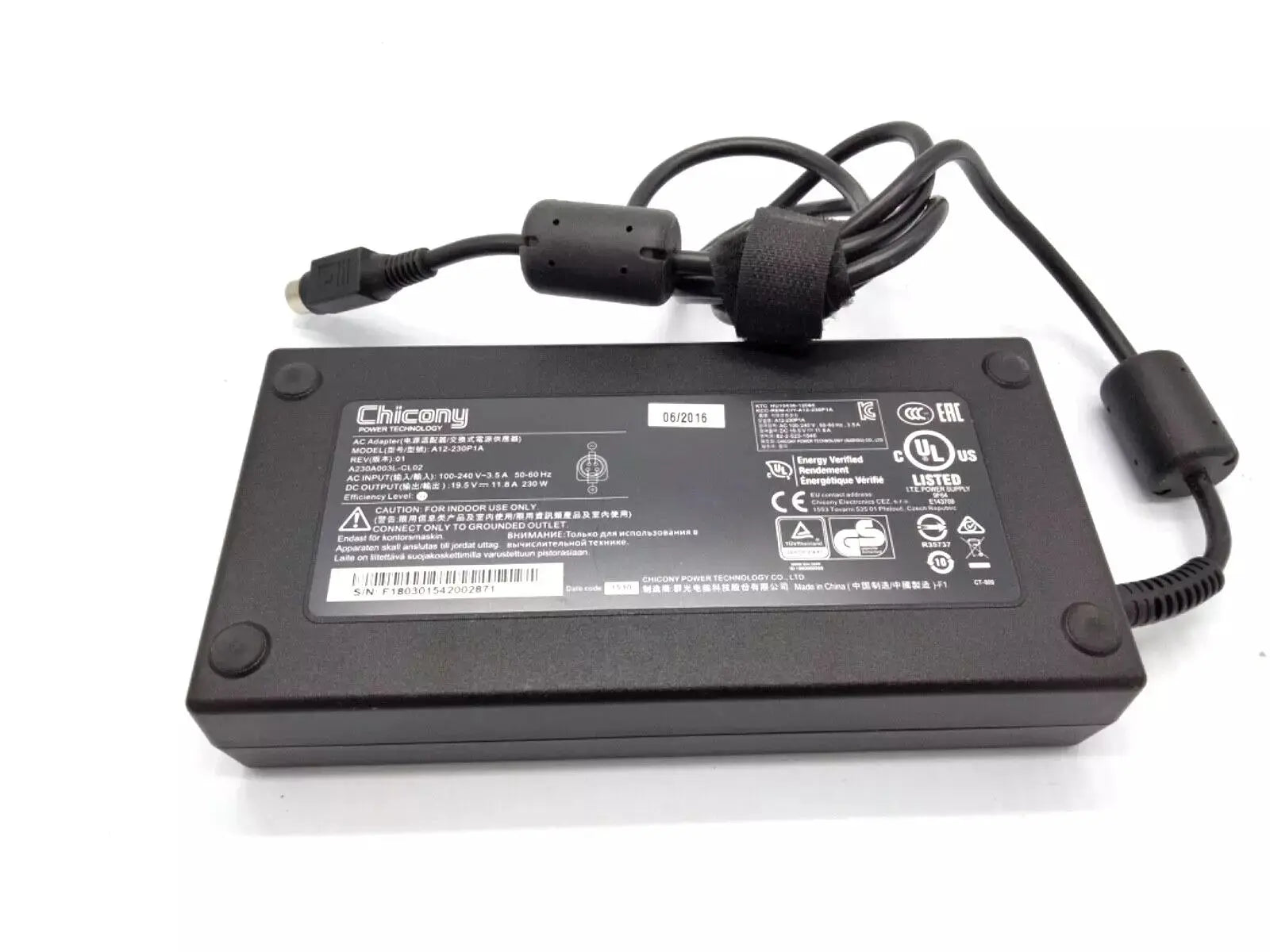Genuine Chicony 230W 19.5V 11.8A AC Adapter Charger A12-230P1A For Sager NP8278 Series Female 4-Pin Gaming Laptop ADP-230AB D