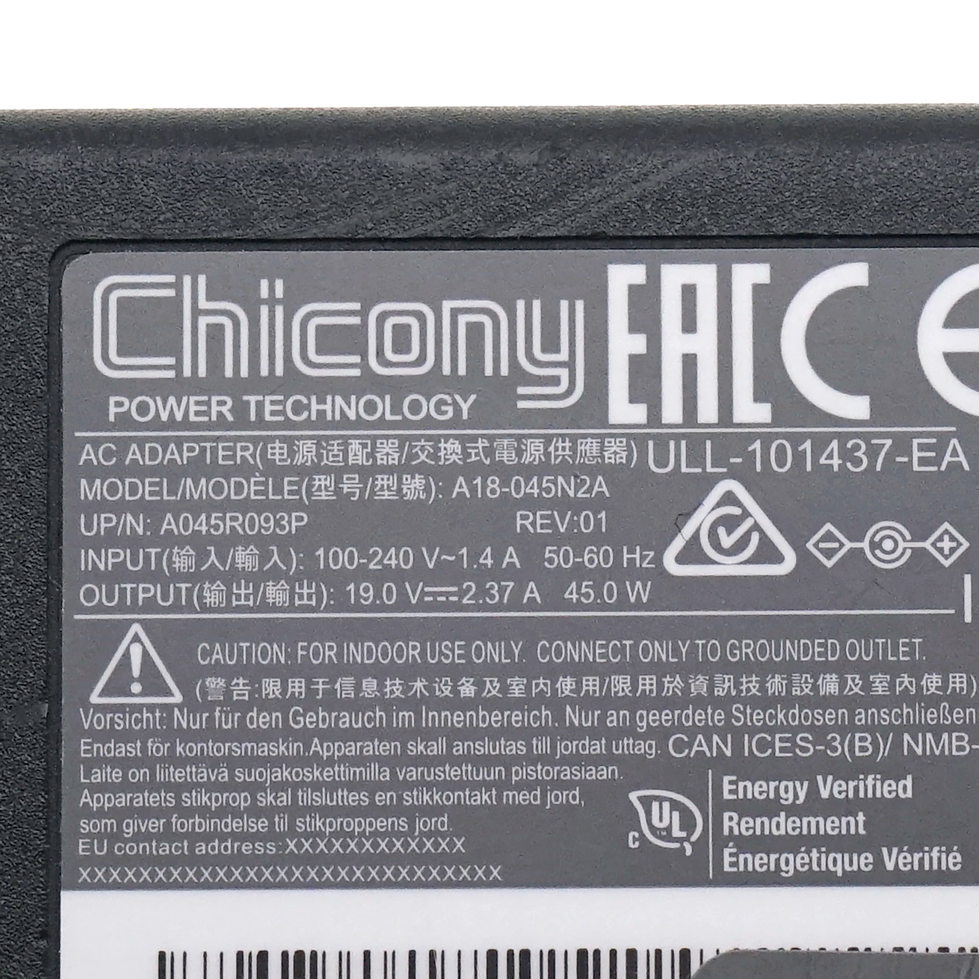 Genuine Chicony 19.5V 2.37A 45W A18-045N2A AC Adapter Charger for HP MSI laptop moniter 4.5*3.0mm AG19023C180 A045R093P