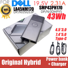 19.5V 2.31A 45W laptop AC Adapter 10000mAh Power bank 43Wh for Dell DP/N:05G53P 0DHPY5 TYPE-C SMP43PH170 LA45NM170 PH45W17-BA