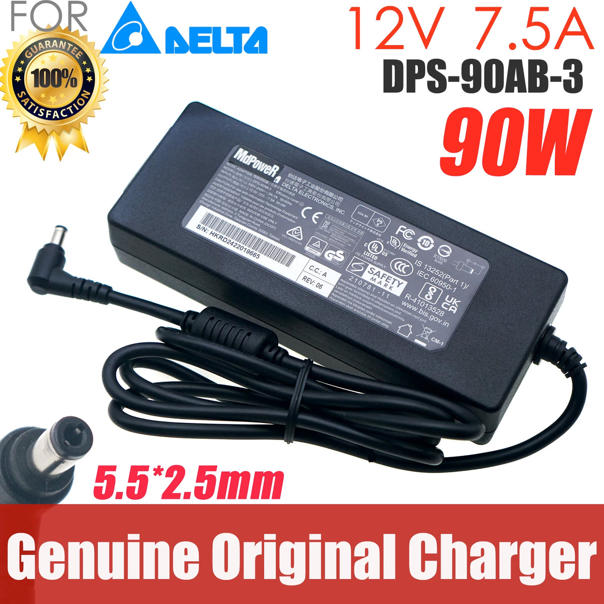 Original Delta DPS-90AB-3 12V 7.5A 7A 90W AC DC Adapter Charger For Celvin QNAP TS-451 NAS QE805 Power Supply New