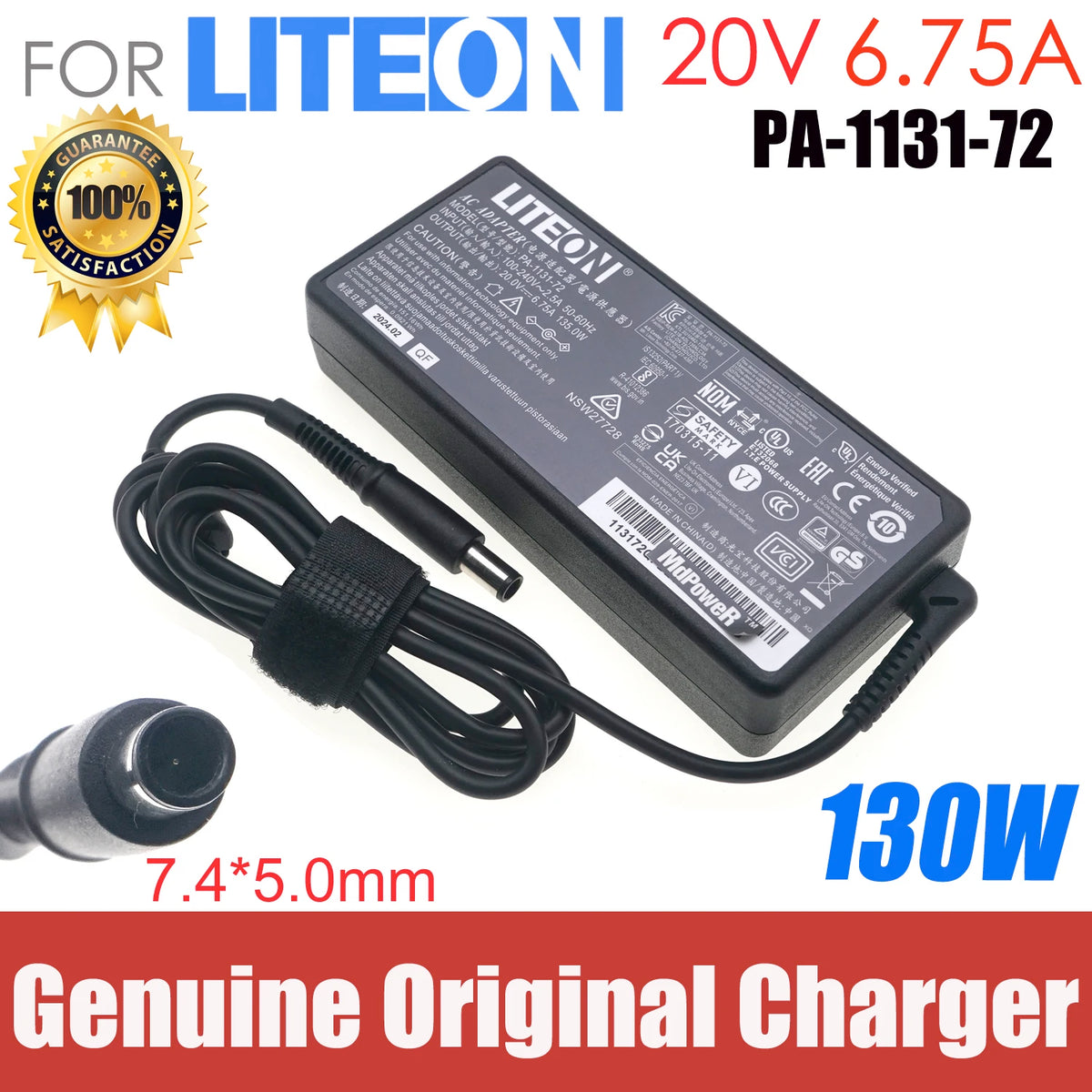 Original AC Adapter LITEON 20V 6.75A 135W PA-1131-72 Charger 7.4x5.0mm PA-1131-76 Laptop Power Supply Genuine