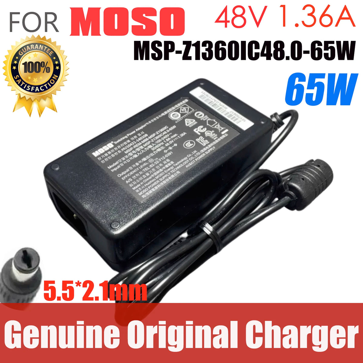 Original MOSO 48V 1.36A 65W AC Adapter Charger For Hikvision Video Recorder POE Power Supply MSP-Z1360IC48.0-65W HU10421-14010A