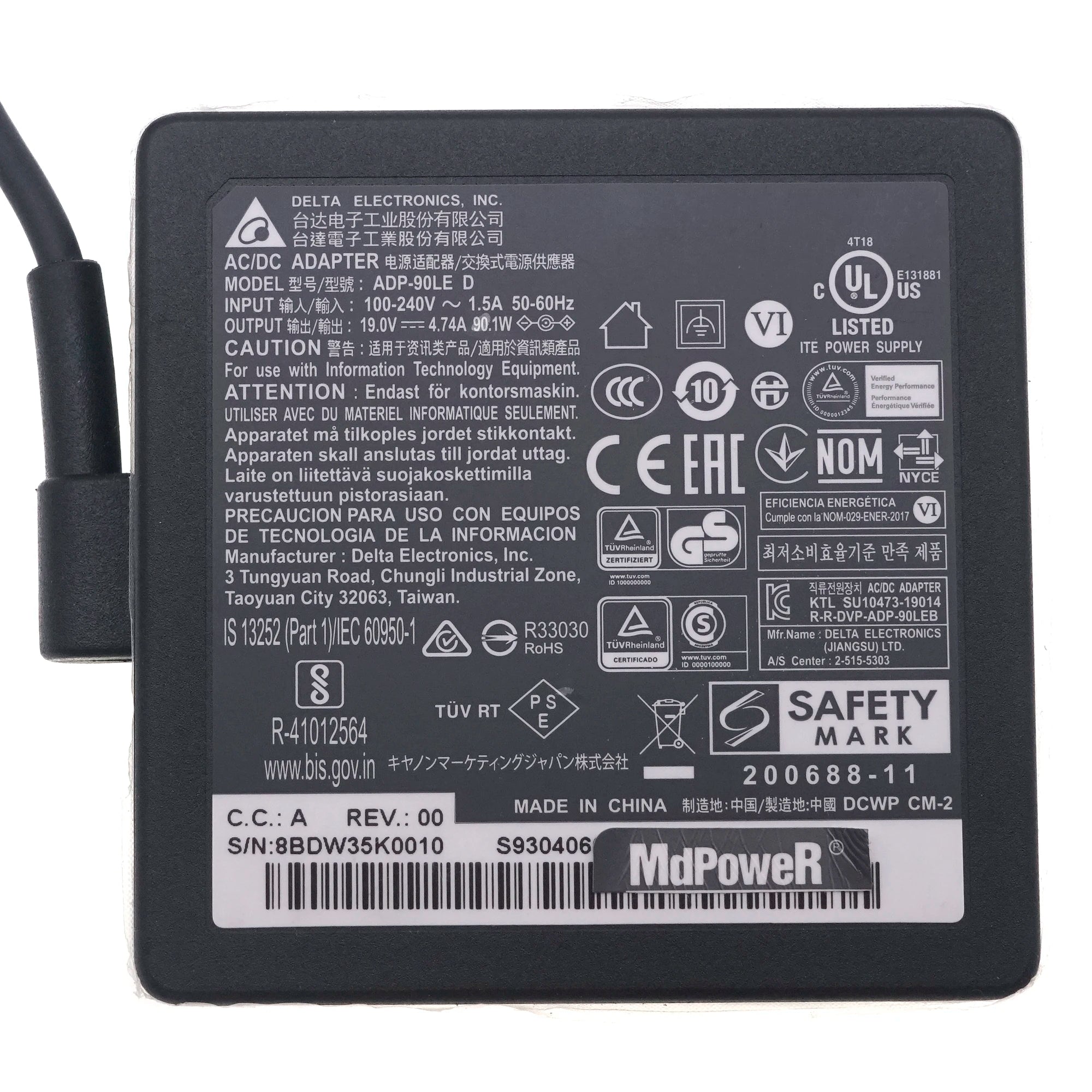 Original ADP-90LE D 90W 19V 4.74A AC Adapter Laptop Charger for MSI Modern 14 B11SB B11MO MS-14D2 MS-14D3 Notebook Power Supply