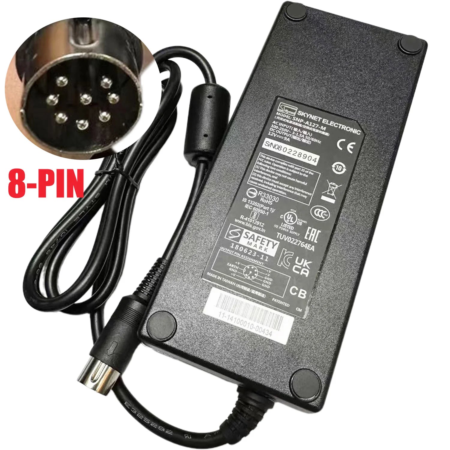 Genuine for BARCO SKynet SNP-A127-M Monitor Power Supply  AC Adapter 12V 9A 8pin Plug Charger