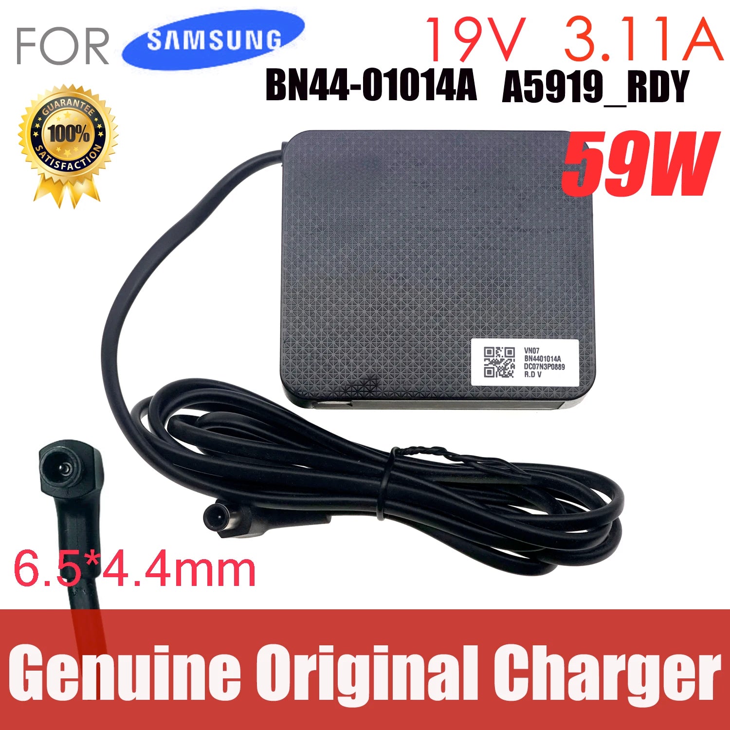 Genuine A5919_RDY BN44-01014A A5919-RDY AC/DC Power Adapter Charger For SAMSUNG LCD Monitor Power Supply 19V 3.11A 59W 6.5x4.4mm