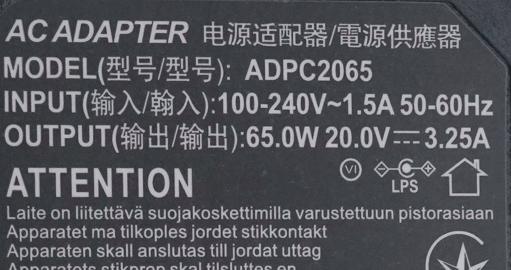 Original TPV ADPC2065 65W 20V 3.25A AC Adapter for MSI Optix G27CQ4 G32C4 (3DA6)  G27C6 G27C6P G27CQ4P Monitor Power Supply