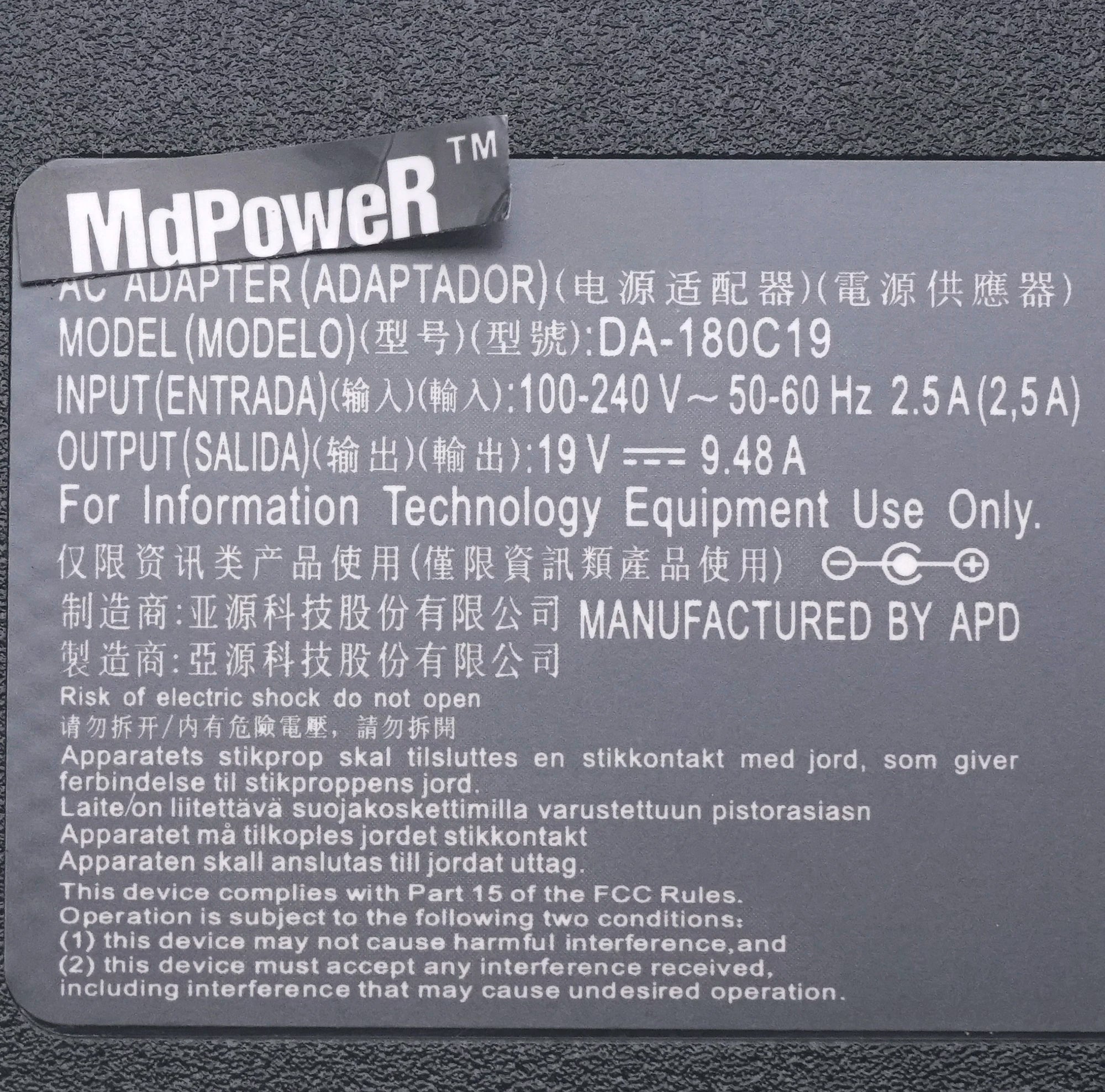 New Original For LG 38WK95C 38UC99-W 32UD99-W LCD Monitor DA-180C19 EAY64449304 EAY64449302 19V 9.48A AC DC Adapter Power Supply