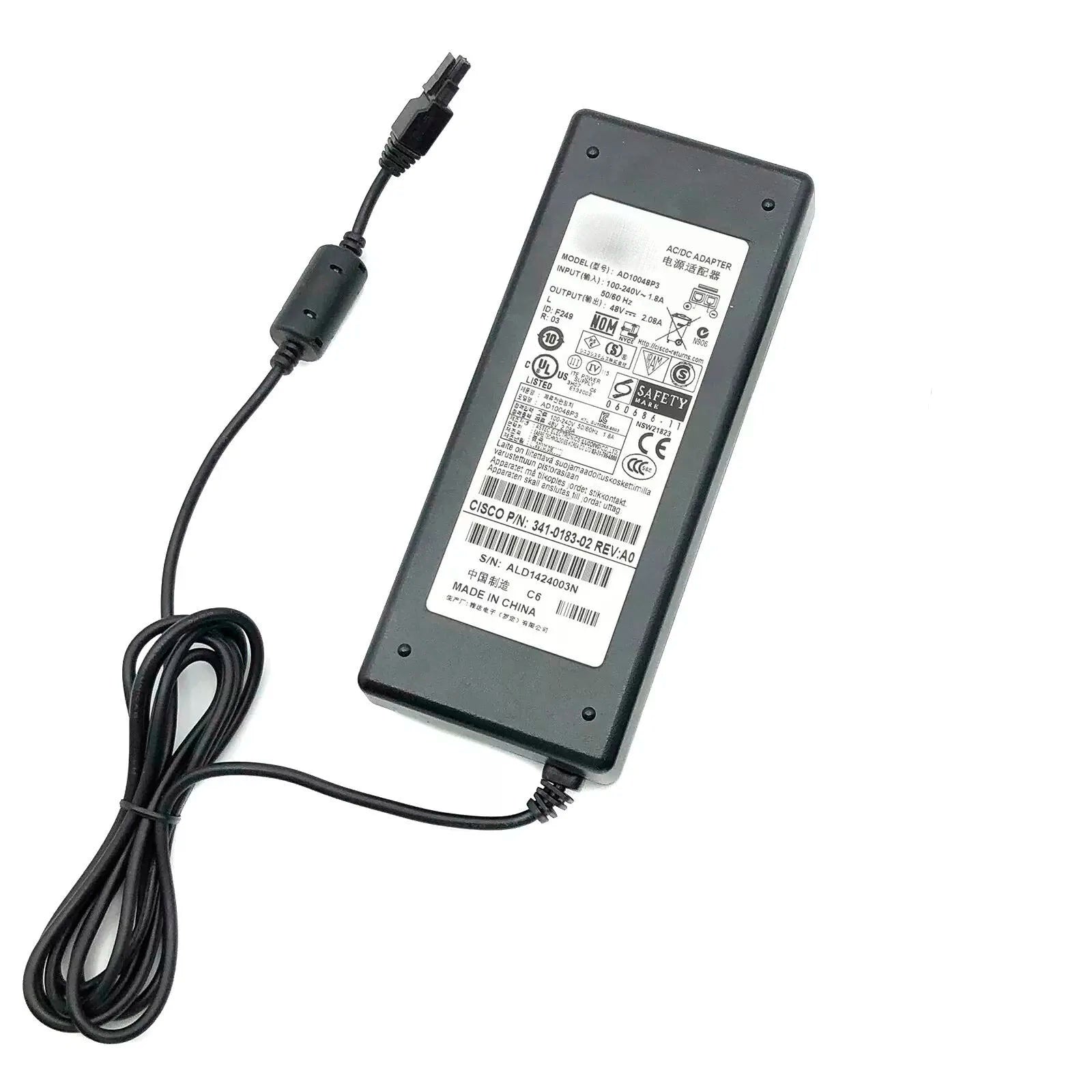 Used Genuine AD10048P3 48V 2.08A AC Adapter Charger For CISCO ASA5505 Wlc2106 Wlc2112 Firewall Power Supply 341-0183-PWR-5505