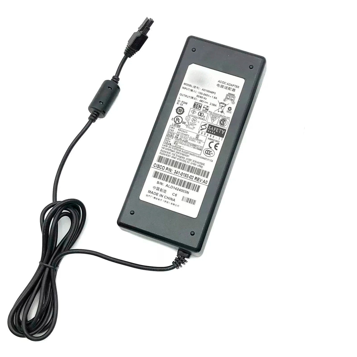 Used Genuine AD10048P3 48V 2.08A AC Adapter Charger For CISCO ASA5505 Wlc2106 Wlc2112 Firewall Power Supply 341-0183-PWR-5505