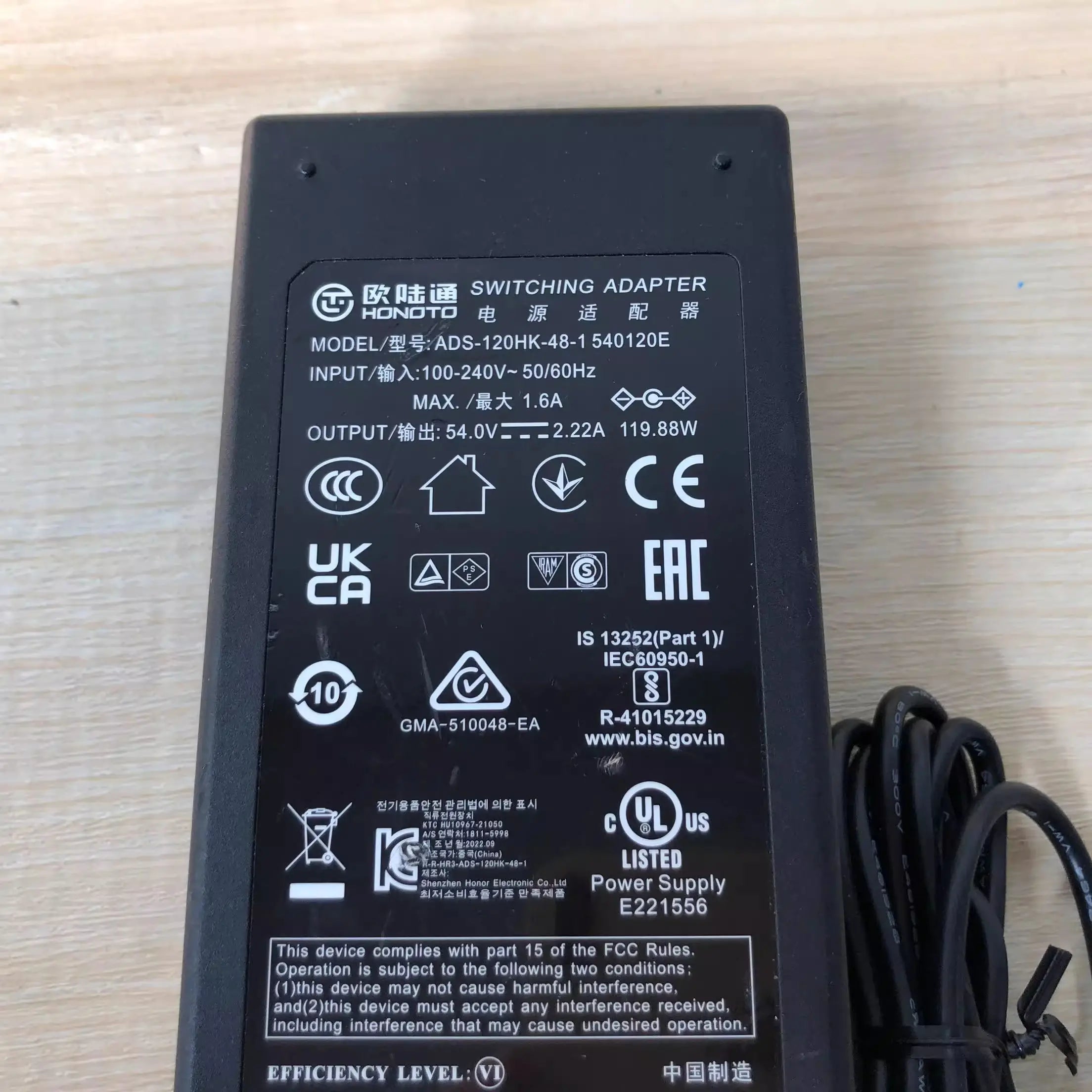 Genuine Honoto ADS-120HK-48-1 540120E 54.0V 2.22A 119.88W 120W AC Switching Adapter For Hikvision POE Charger Power Supply