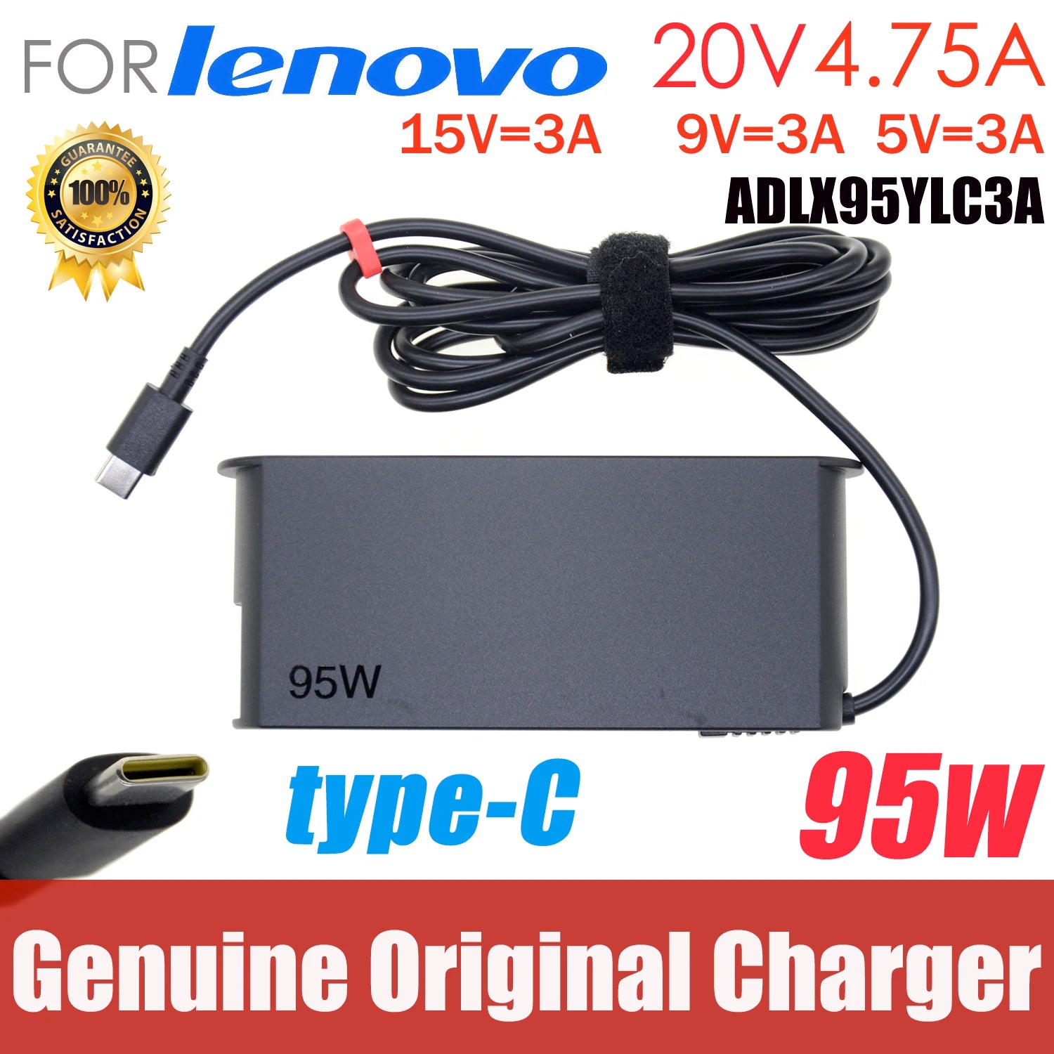 Genuine 20V 4.75A 95W ADLX95YLC3A ADLX95YCC3A Power Supply AC Adapter For LENOVO THINKPAD Y740S X1 TABLET 2016 Laptop Charger