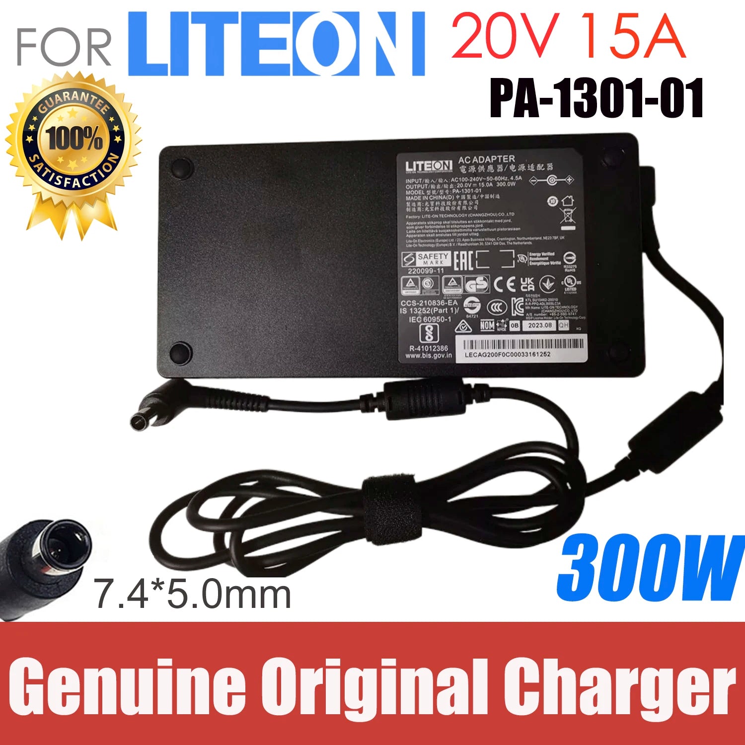PA-1301-01 Original LITEON 20V 15A 300W 7.4×5.0mm AC Adapter Laptop Supply Charger
