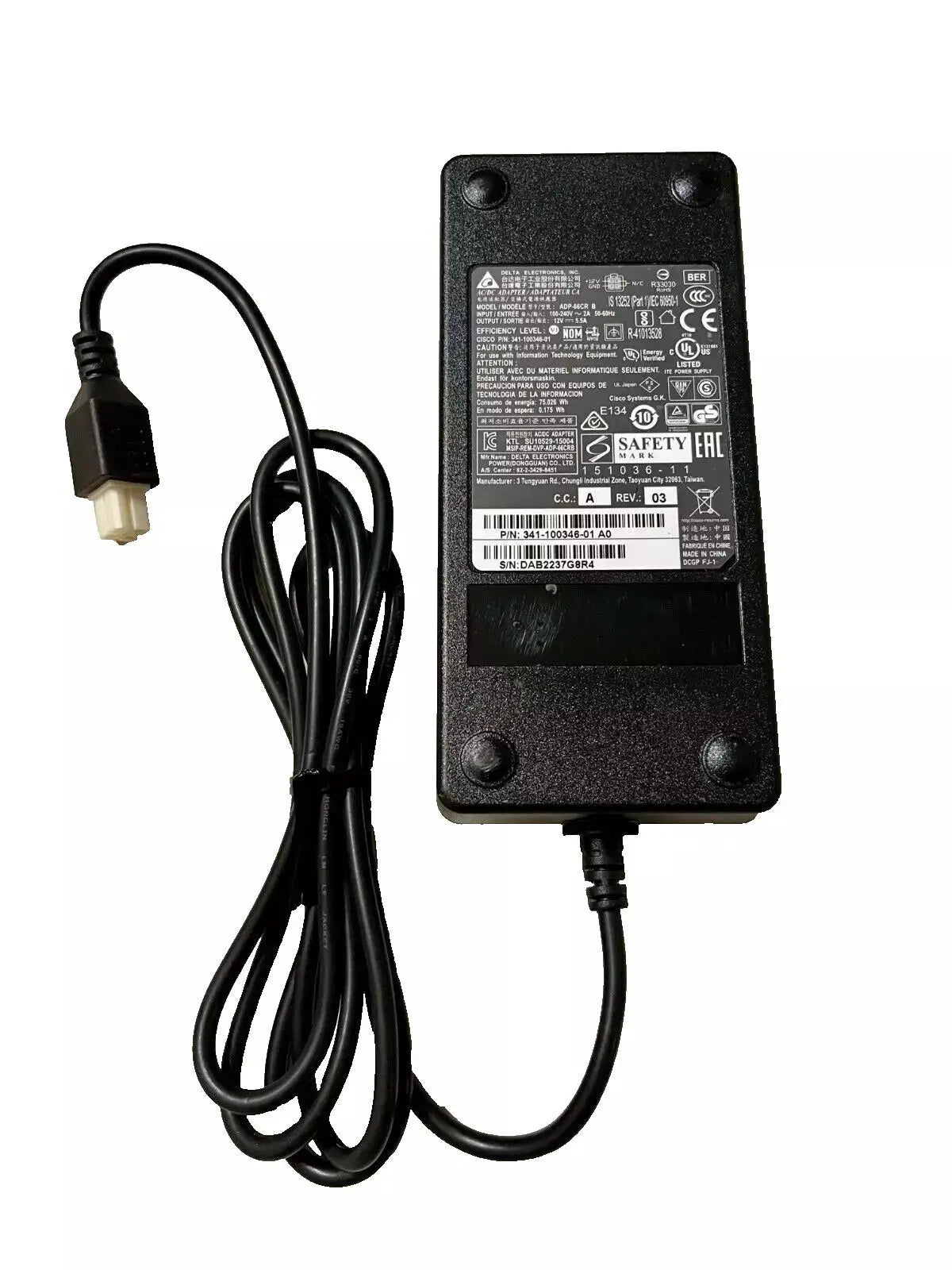 Original Delta ADP-66CR B 12V 5.5A 66W AC Adapter Charger for CISCO PA-1660-2SA 341-100346-01 891 ROUTER C891F 892F Power Supply