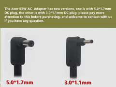Orginal Laptop Power Charger for Acer Aspire 3 A315-22 S7 S5 P3 Ultrabooks/W700 AC Adapter 19V 3.42A 3.0*1.0mm 65W (PA-1650-80)