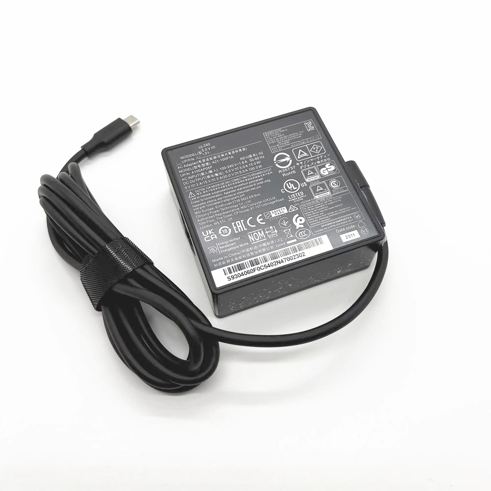 Genuine 20V 5A Type C A21-100P1A A100AP05P Laptop AC Adapter Charger For MSI SUMMIT E15 Power Supply S93-04060E0-D04 S9304060F