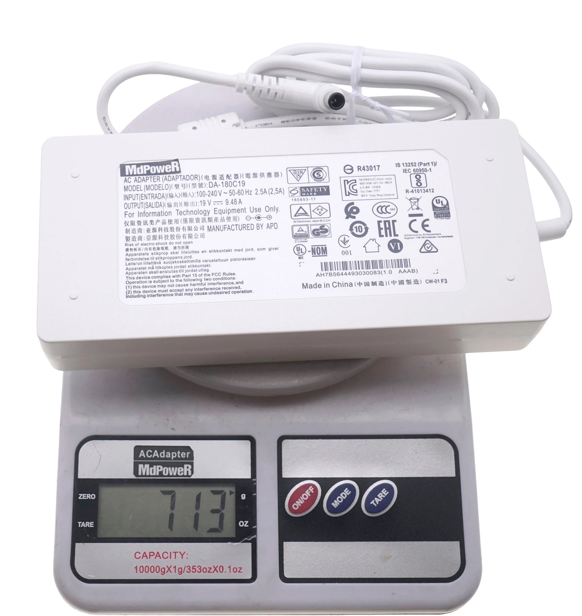 Genuine 19V 9.48A 180W DA-180C19 AC Adapter Charger For LG 34UC99-W CURVED LED MONITOR EAY64449302 32UD99-W 38UC99W Power Supply