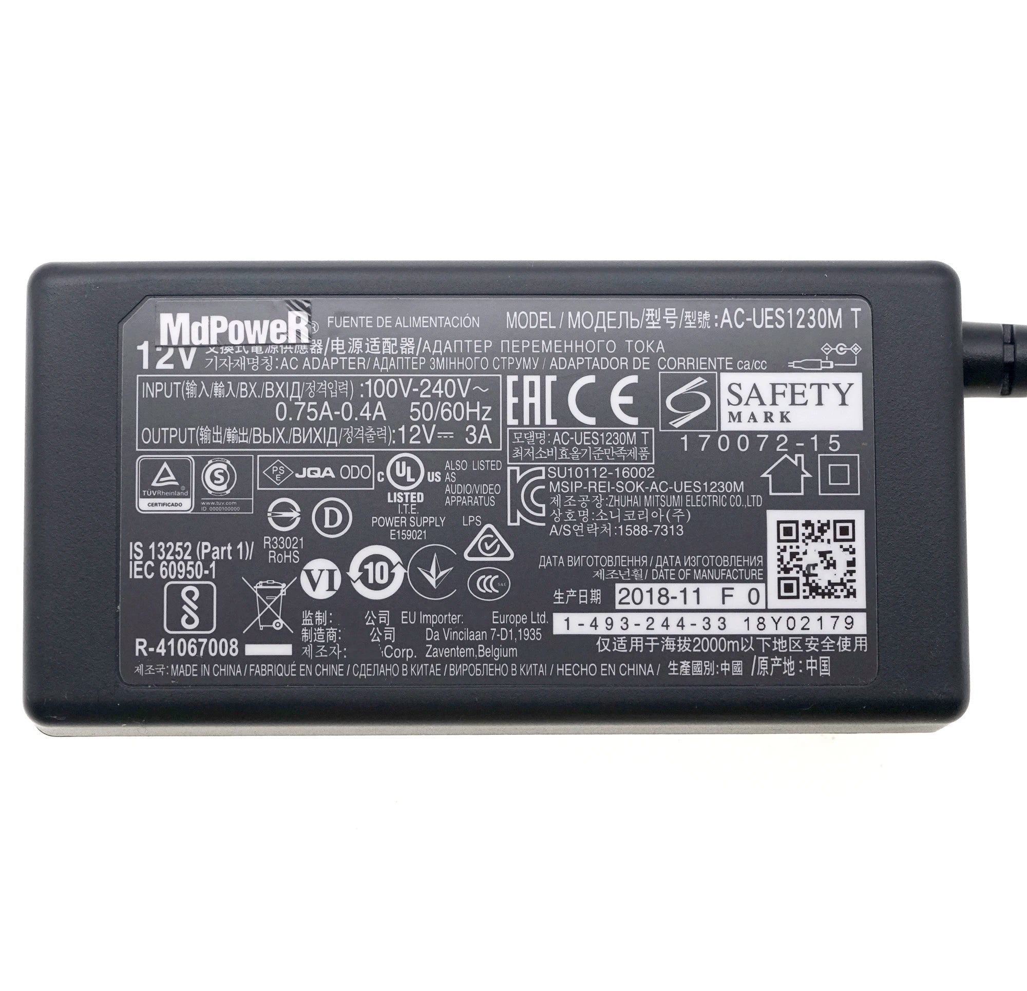 Genuine AC-UES1230M T 12V 3A AC Adapter Charger for Sony FDR-AX1E EVI-D70P EVI-D100P mcx-500 BRC-H800 Power Supply CECH-ZAC3J