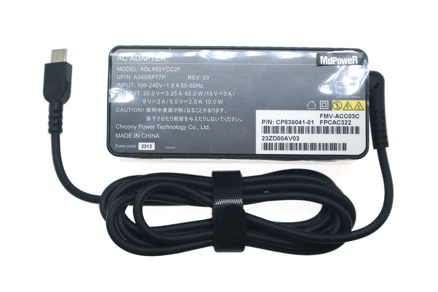 Genuine 65W 20V 3.25A USB-C Type C AC Adapter Charger for Fujitsu Power Supply ADLX65YCC2F FMV-ACC02A (FPCAC316) LIFEBOOK