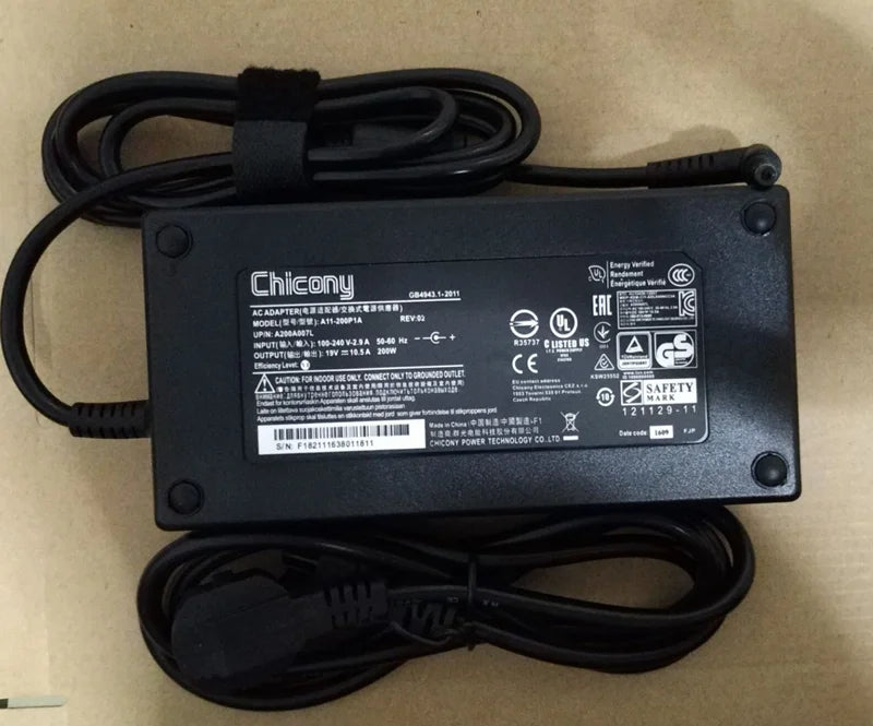 Original Chicony A11-200P1A 19V 10.5A 200W AC Adapter Charger For CLEVO PA70ES P650RG P671RG GAMING Laptop A200A005L A200A007L