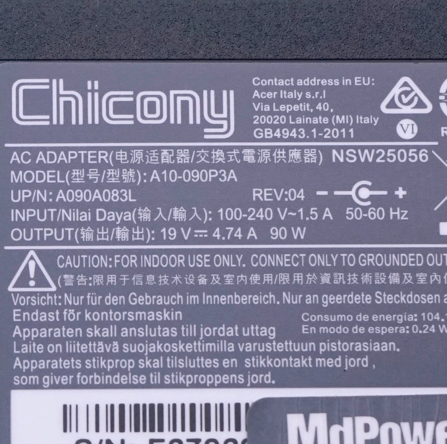 Original Chicony A10-090P3A 19V 4.74A 90W A090A029L PA-1900-34 AC Power Adapter For ACER ASPIRE V5-473PG V5-573G Laptop Charger