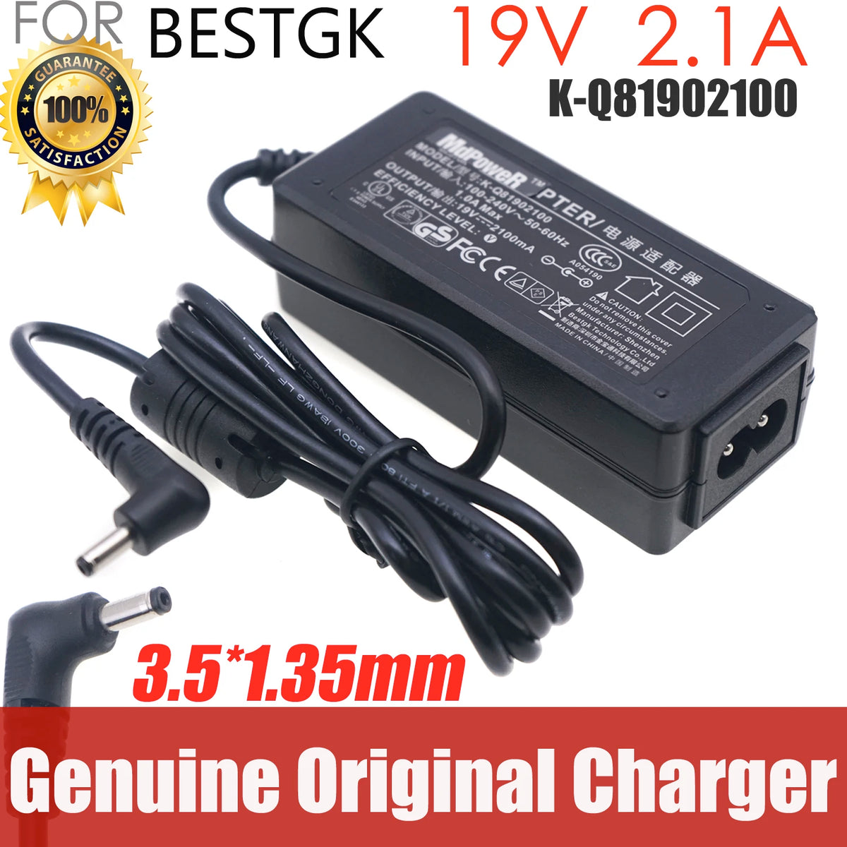 Genuine BESTGK 19V 2.1A 2100mA K-Q81902100 AC Adapter Charger 3.5*1.35mm Power Supply