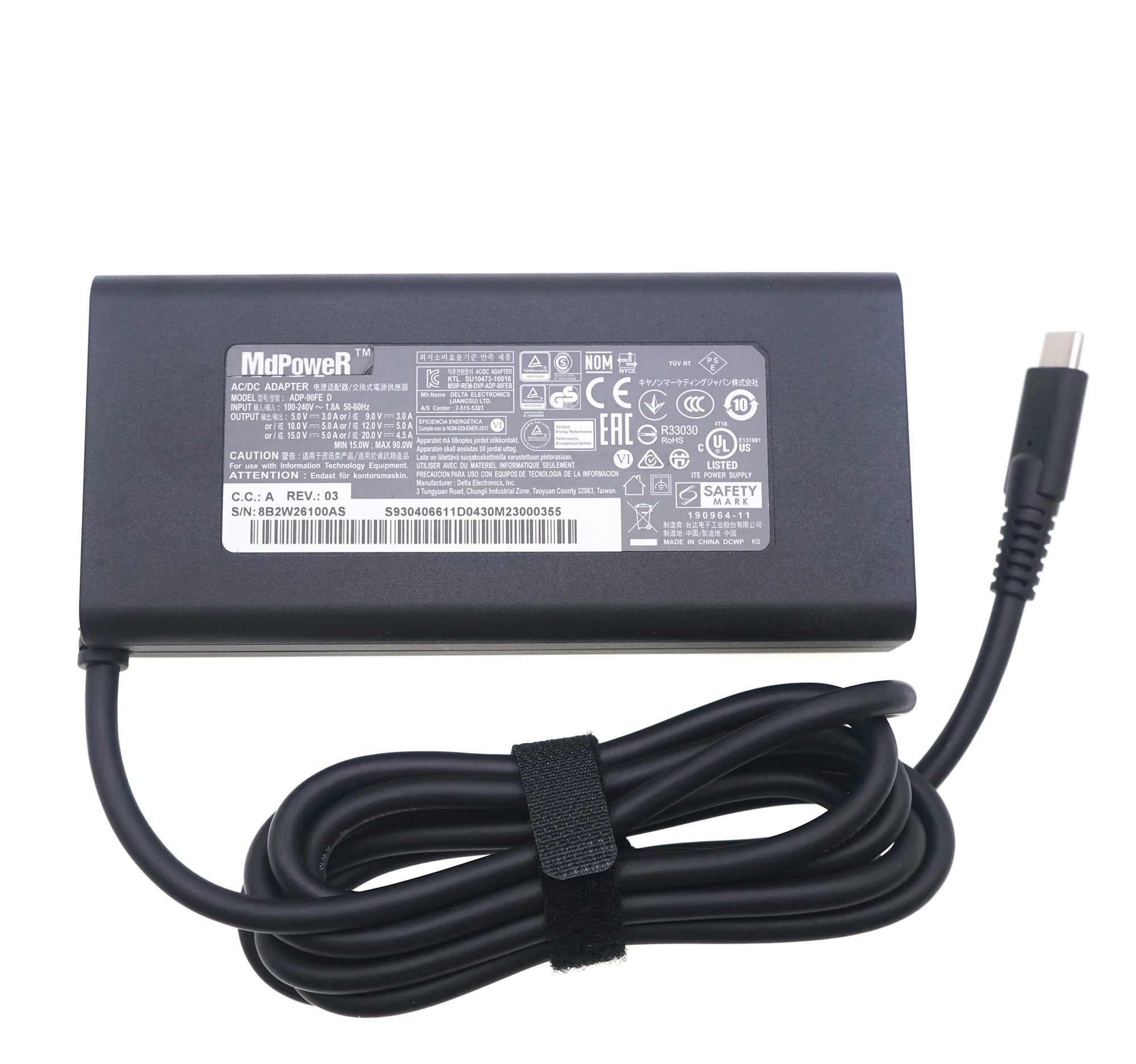Original ADP-90FE D 90W 20V 4.5A USB-C AC Adapter for MSI Summit E14 A11SCS-088 A11SCST A11SCST-087 E15 A11SCST/GTX1650 Charger
