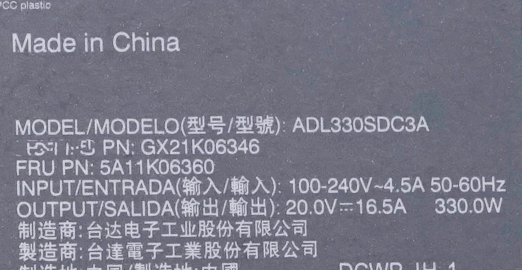 20V 16.5A 330W New AC Adapter Charger For Lenovo LEGION ADL330SCC3A ADL330SDC3A ADL330SLC3A R9000 Y9000 Laptop Power Supply