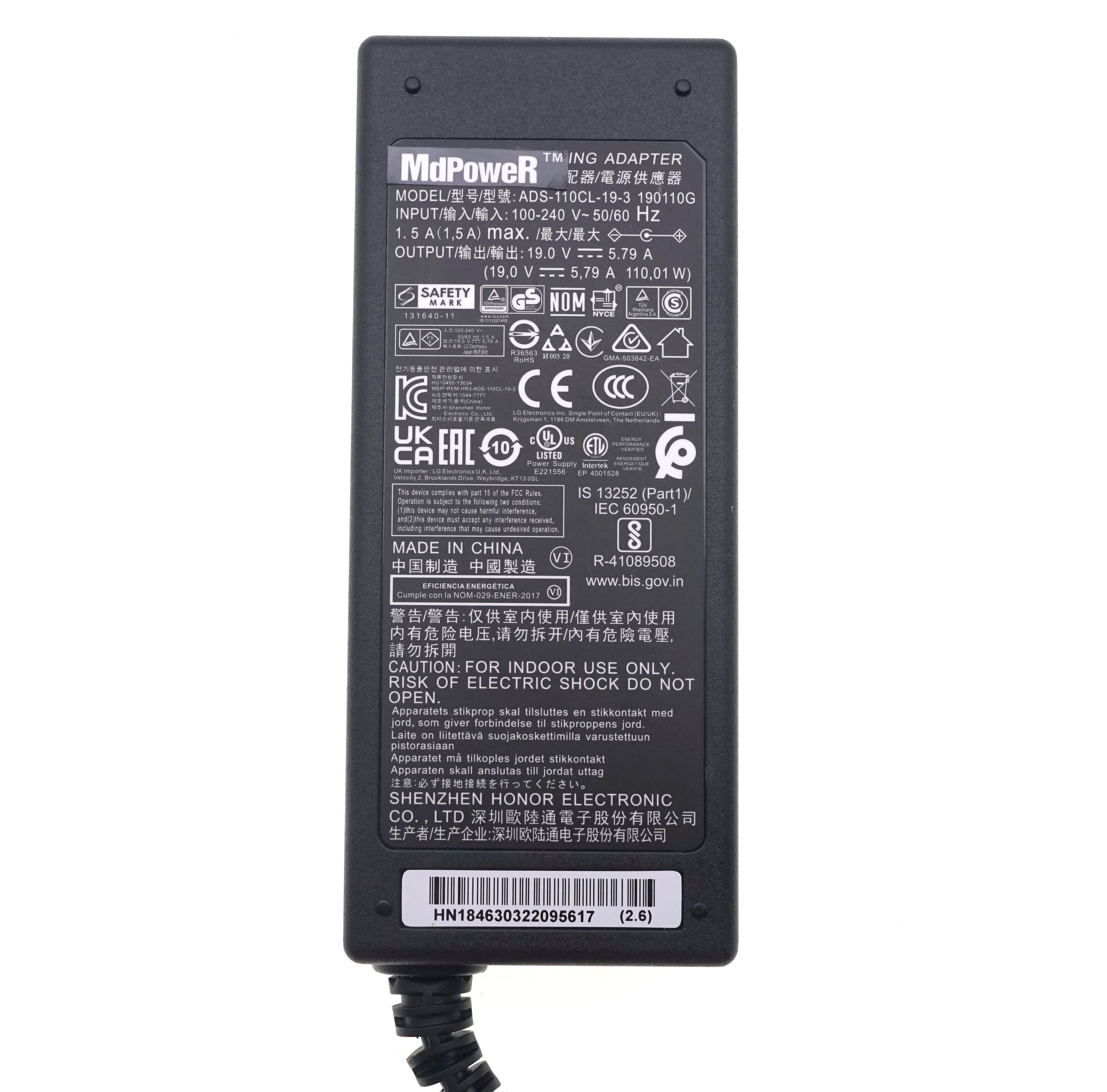 Genuine ADS-110CL-19-3 190110G 19V 5.79A Switching Adapter Power Supply 110W For LG MONITOR 34UC98 34UM88p 34UM95-C 120QL-19A-3