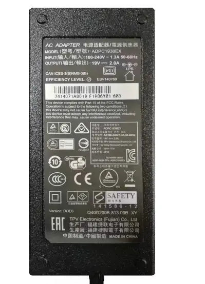 Original 19V 2A 38W ADPC1936 AC Adapter Charger for PHILIPS 227E6L 224E ADPC1938EX 220C4LSB/93 GW2406Z 276E9Q 247ESQ LCD Monitor