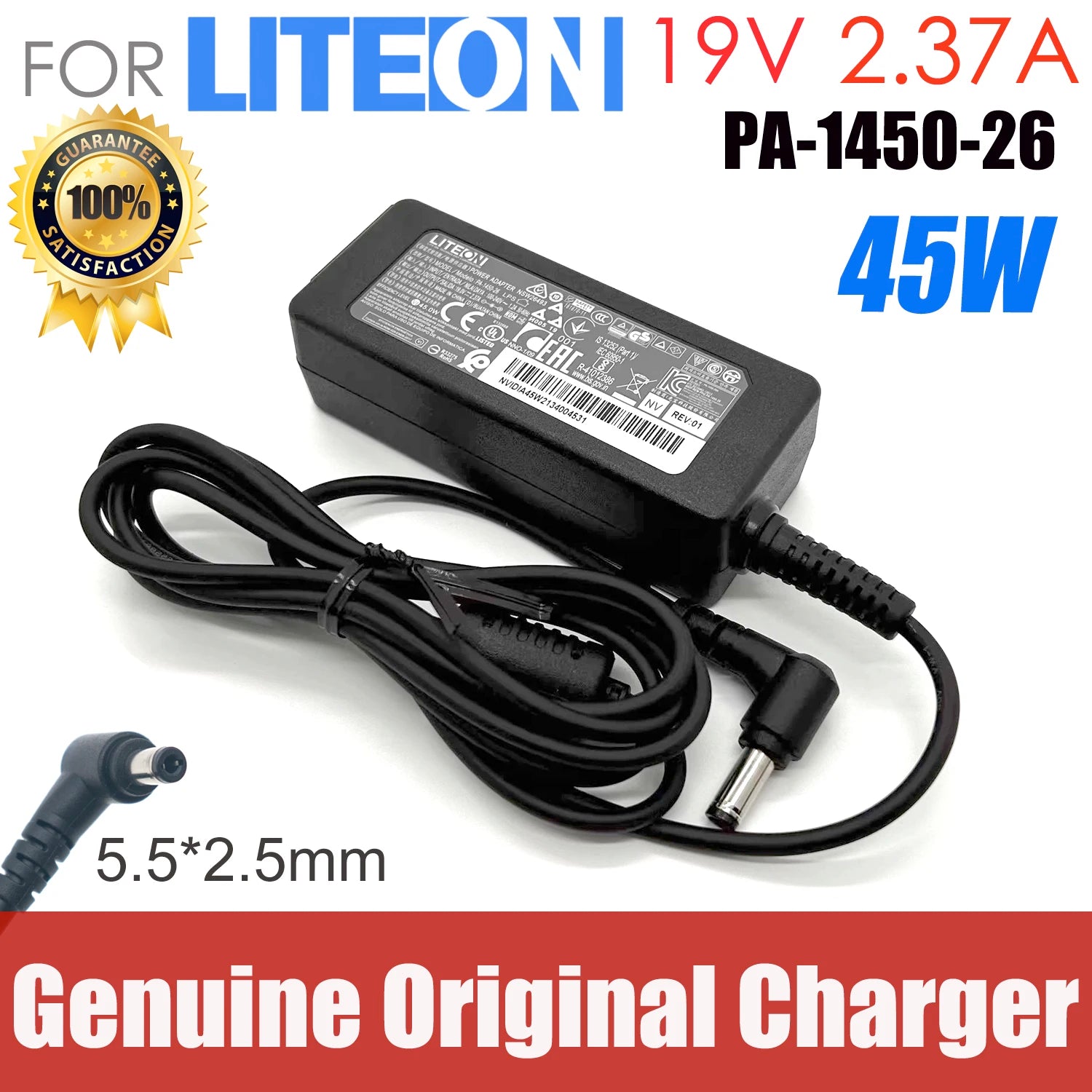 Genuine LITEON PA-1450-26 19V 2.37A 45W 5.5x2.5mm AC DC Power Adapter  Laptop Charger 45W Notebook Power Supply