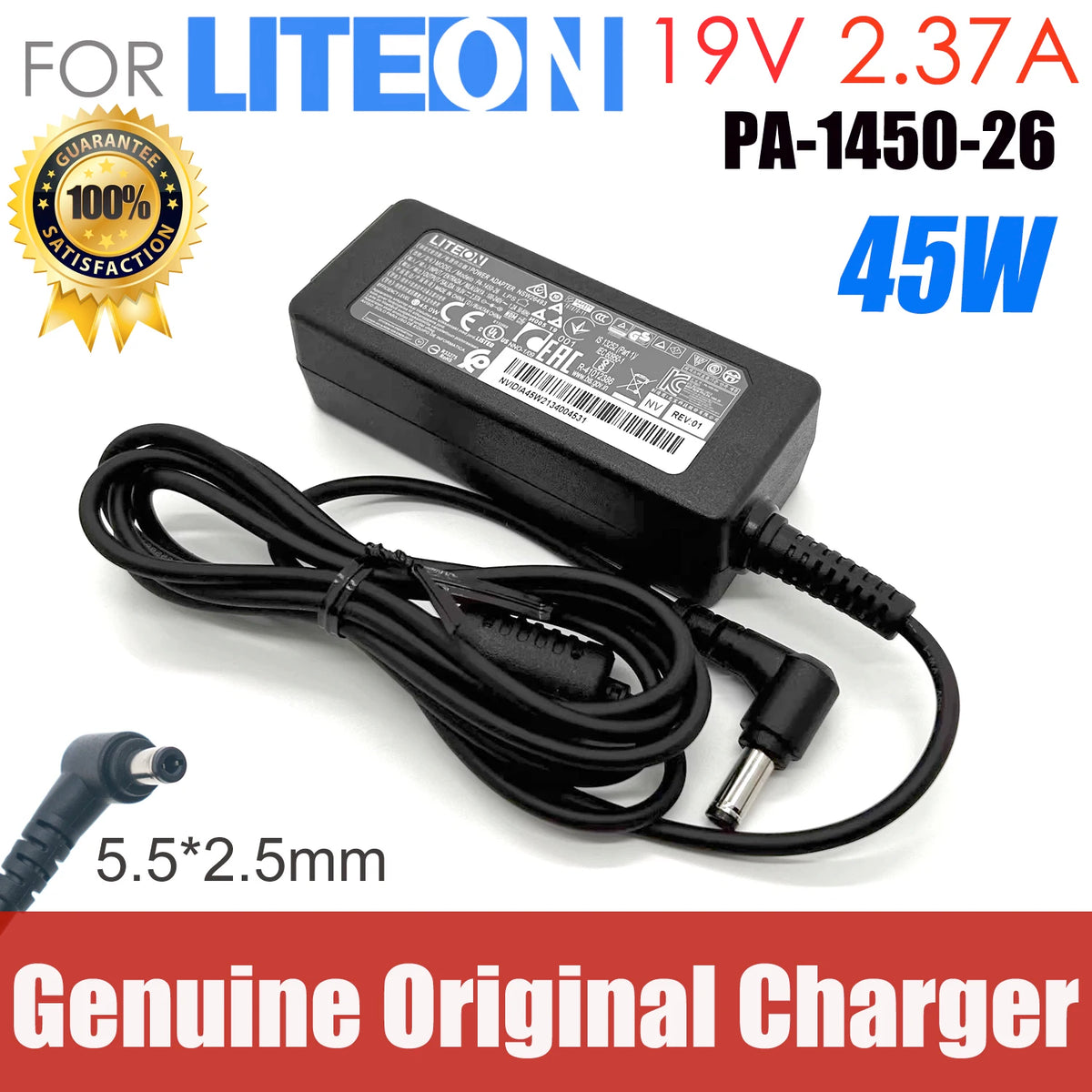 Genuine LITEON PA-1450-26 19V 2.37A 45W 5.5x2.5mm AC DC Power Adapter  Laptop Charger 45W Notebook Power Supply