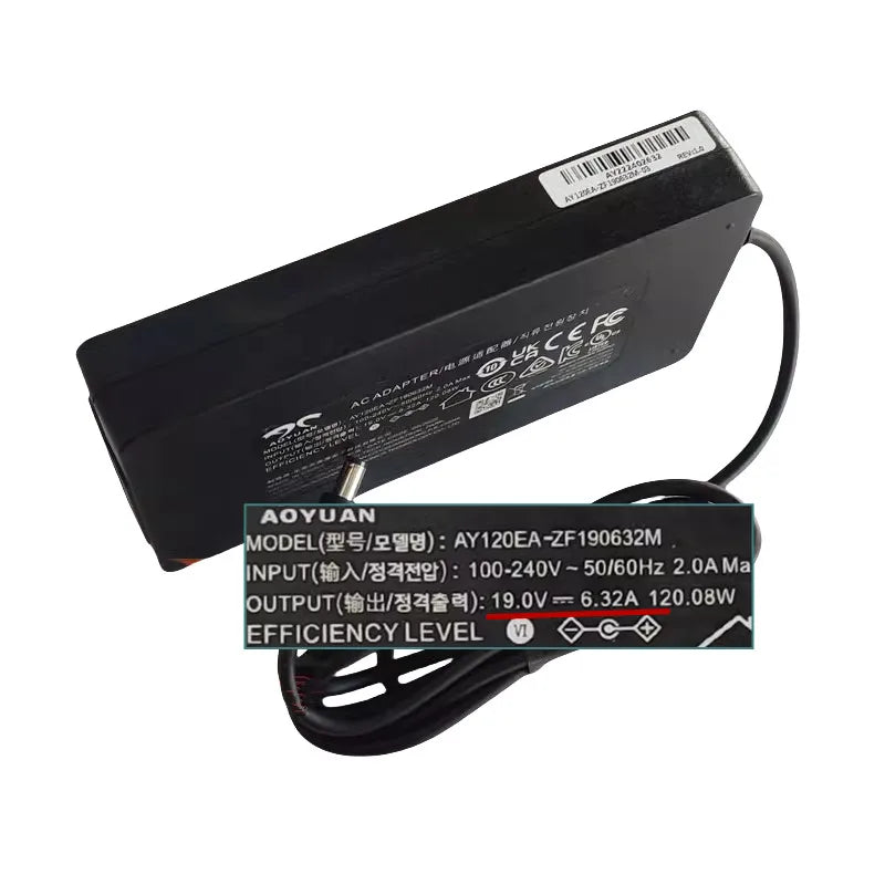 Genuine AOYUAN AY120EA-ZF190632M 19V 6.32A 120.08W 120W AC Adapter Charger 5.5x2.5mm For Laptop Power Supply