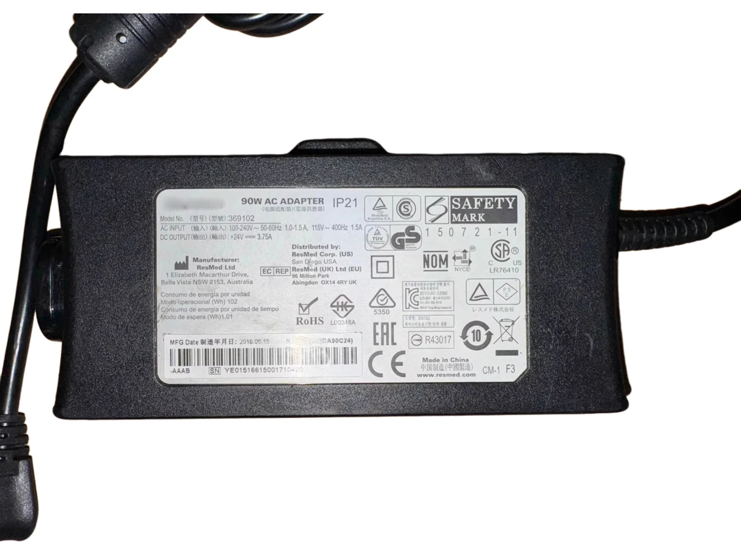 Genuine 24V 3.75A 90W AC Adapter Charger DA-90A24 R270-7198 R270-7198 (DA-90A24) IP21 369102 For Resmed ASTRAL 150 Power Supply