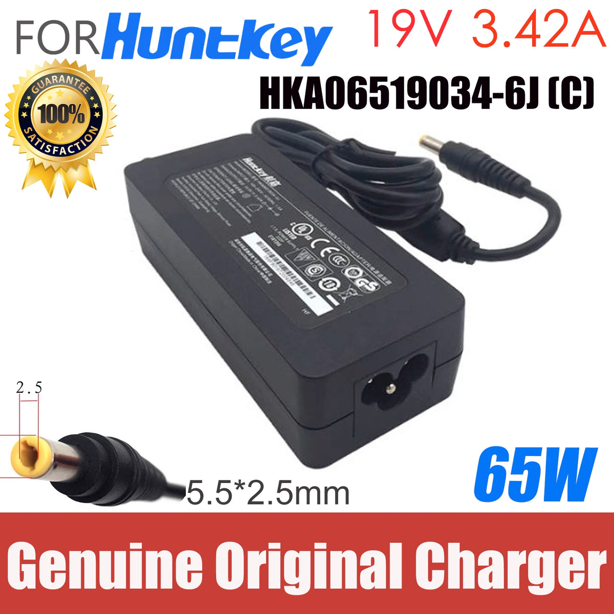 Genuine Huntkey 19V 3.42A 5.5*2.5mm AC Adapter Charger HKA06519034-6J HKA06519034-6C HKA06519034-6K 65W Monitor Power Supply
