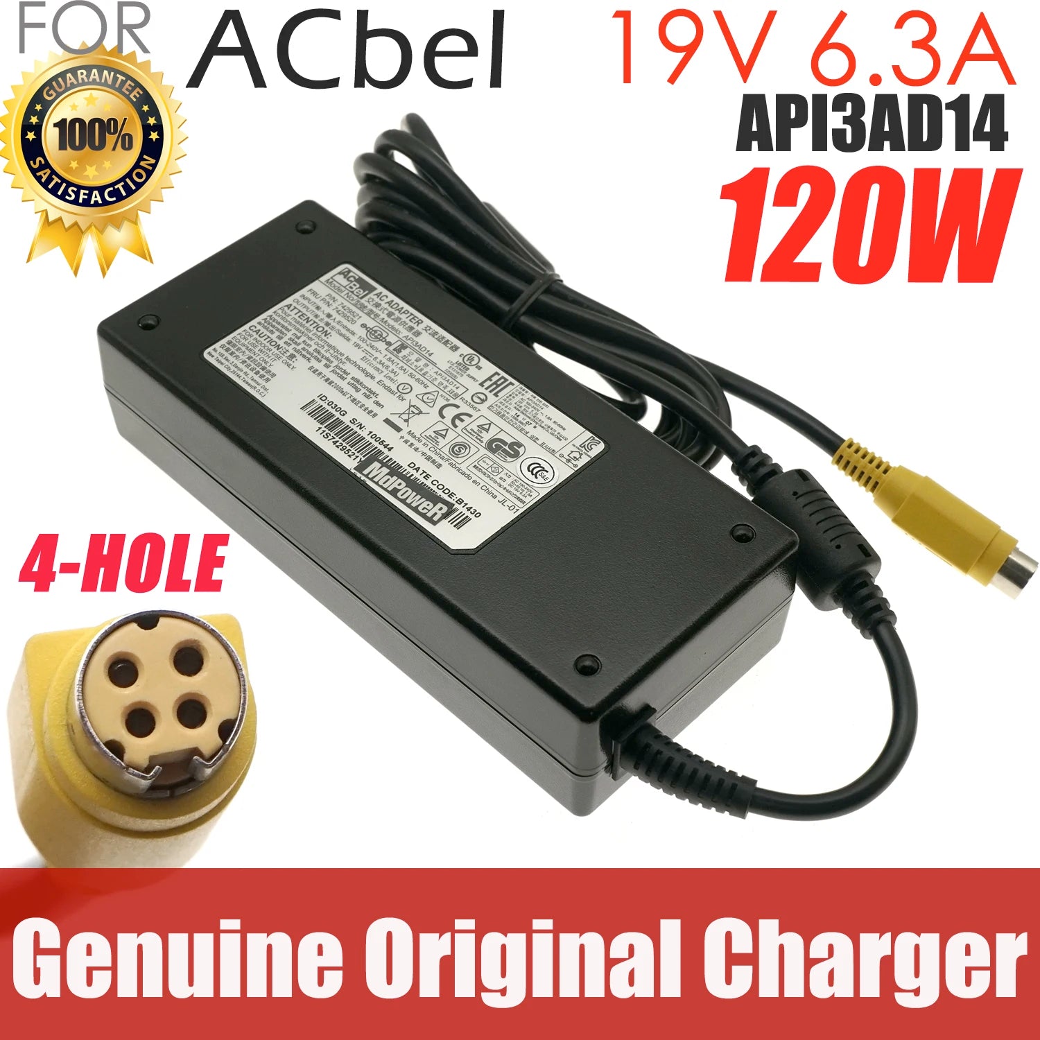 Genuine Acbel API3AD14 19V 6.3A AC Adapter 44V0997 44V0998 for IBM 4838 330 TOUCH SCREEN CASH REGISTER 4hole 4PIN Power Supply
