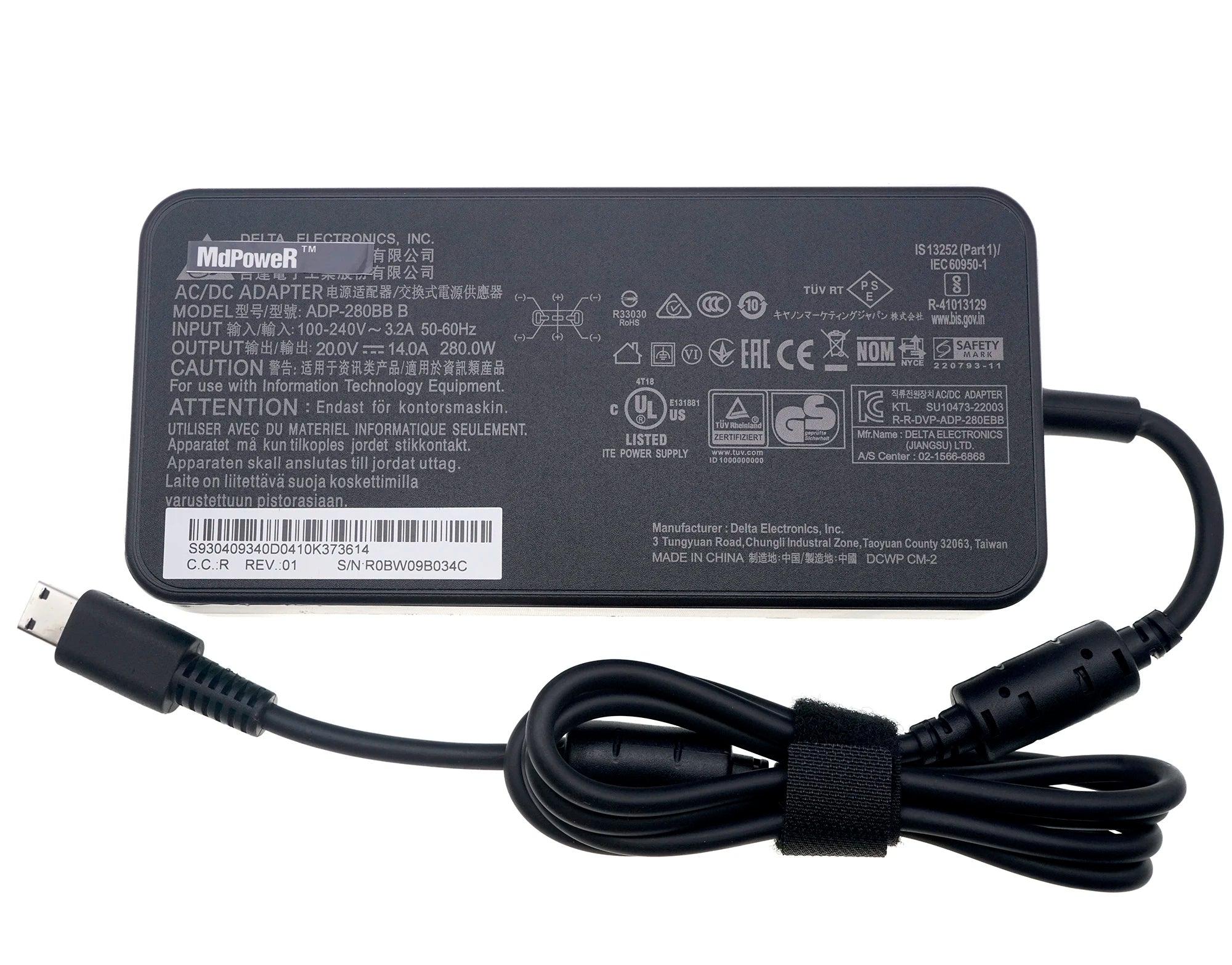 280W 20V 14A Power Supply for MSI Gaming Laptop AC Adapter GE66 Raider 11UH/UG/UE MS-1543 12UE 12UGS 12UH 12UHS MS-1544 Charger