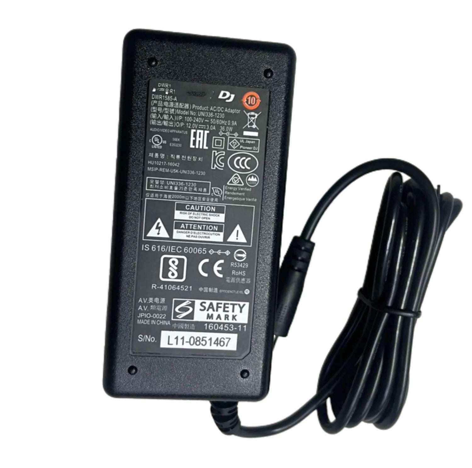 UNI336-1230 12V 3A 36W AC DC Adapter Charger for Pioneer DJ DDJ1000 FLX10 1000SRT XDJRR Power Supply
