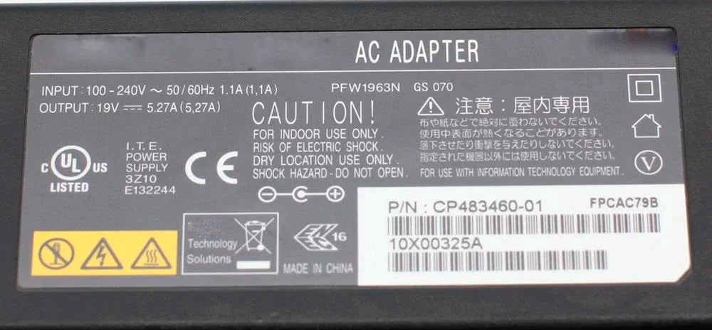 Genuine A11-100P3A 19V 5.27A 100W CP500602-01 FPCAC113Z Laptop AC Adapter Charger for Fujitsu Power Supply CP311809-01 FPCAC54B