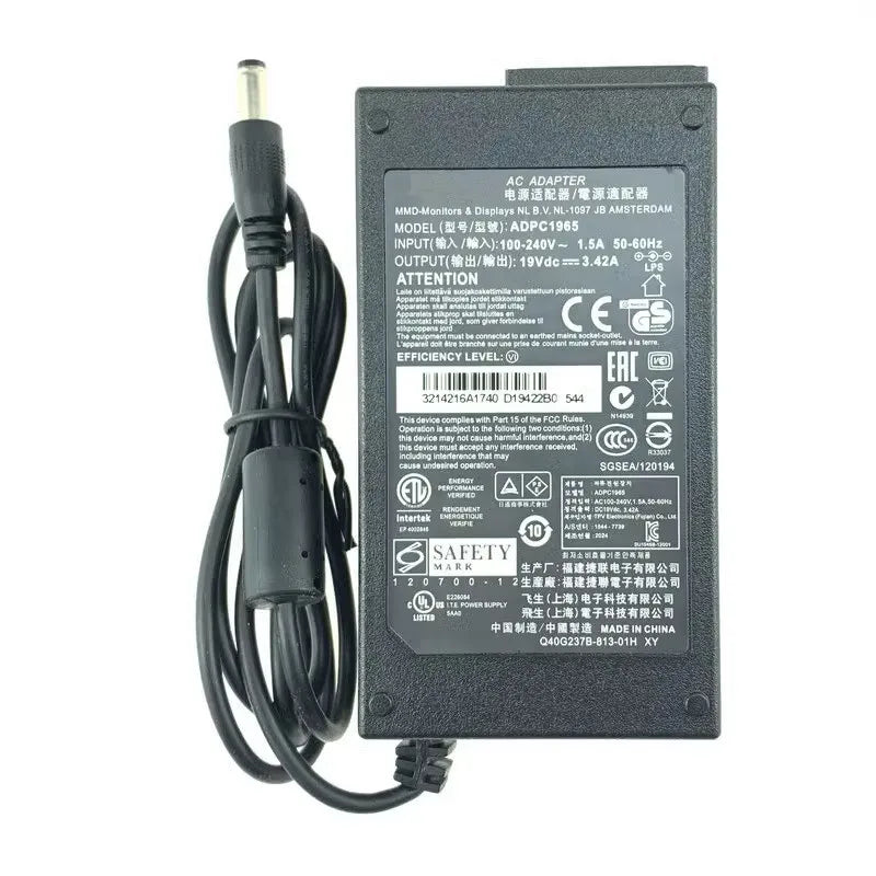 Genuine ADPC1965 19V 3.42A 65W AC Adapter For Philips LCD Monitor 247E4QSD 247E4QHSD S220E2ANW/93 S220E2A E2343FI Power Charger