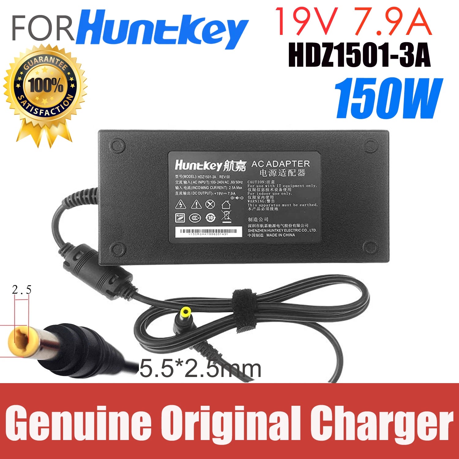 Original Huntkey 19V 7.9A 150W  Universal Notebook Adapter Gaming Laptop Charger HDZ1501-3A Projector Power Supply Genuine