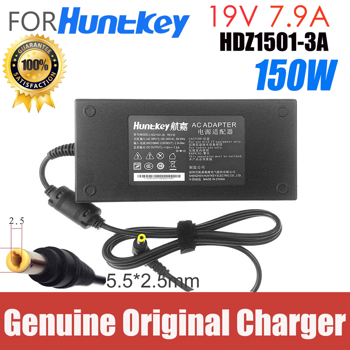 Original Huntkey 19V 7.9A 150W  Universal Notebook Adapter Gaming Laptop Charger HDZ1501-3A Projector Power Supply Genuine
