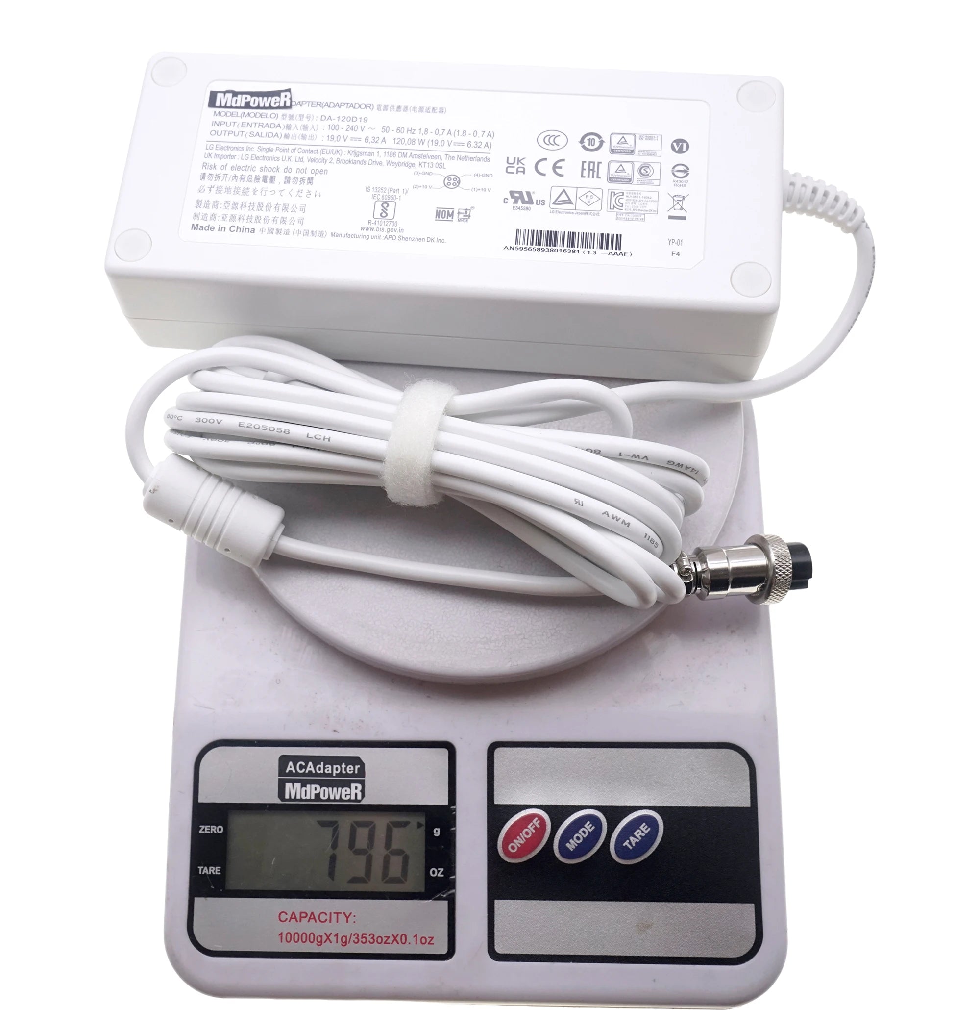 Original 19V 6.32A FOR LG AC/DC Adapter 27HJ713S-W MLW-2750UH 2EAY64449406 Medical White Surgical Monitor power supply DA-120D19