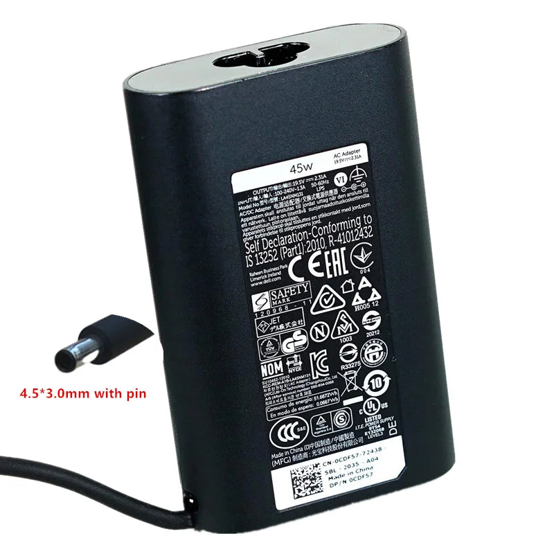 19.5V 2.31A 45W 4.5X3.0mm Original Laptop Power Adapter Charger For Dell LA45NM121 FA45NE1-00 4H6NV X9RG3 3RG0T CDF57 LA45NM131