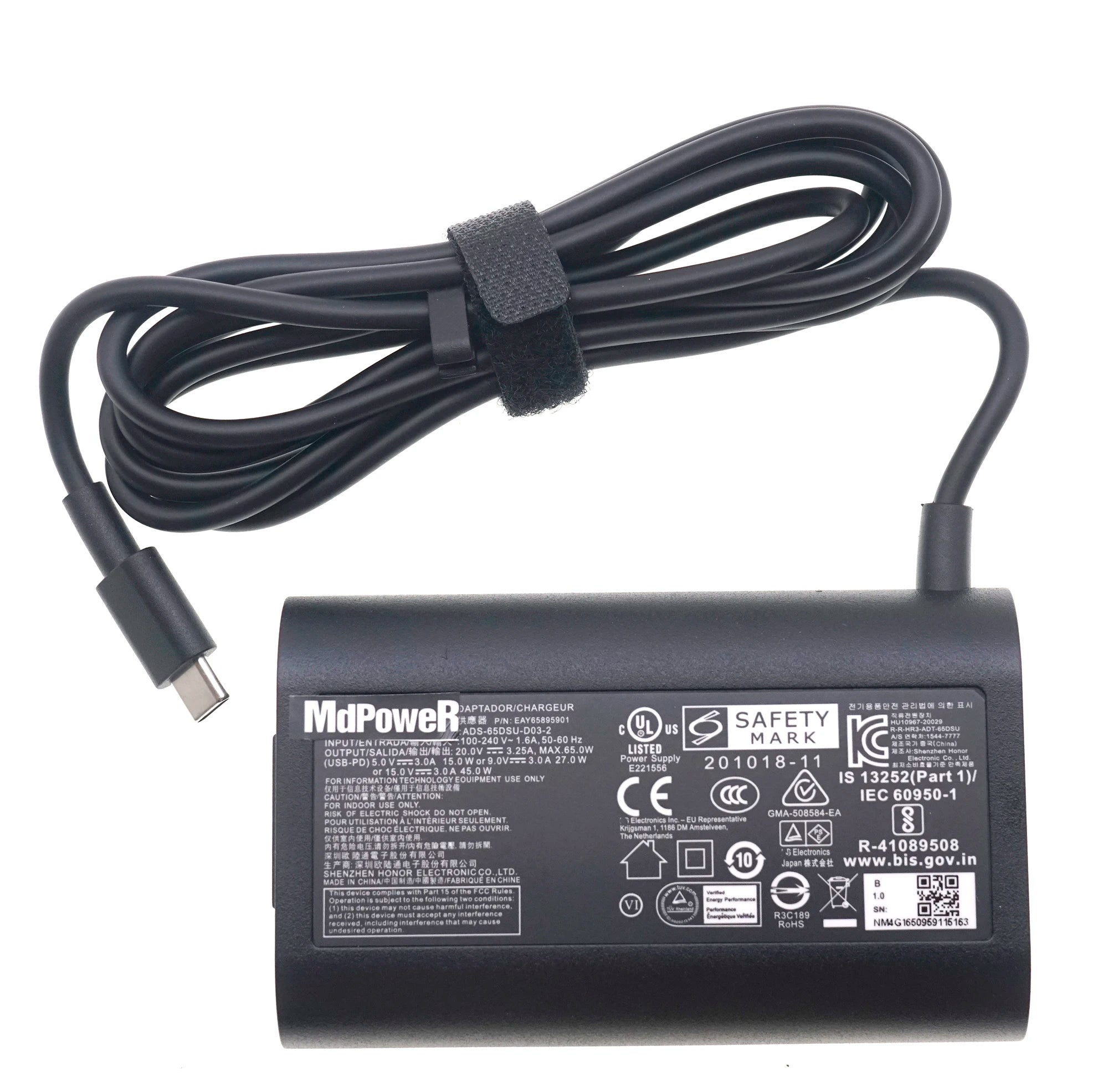 For LG gram 15Z90Q 16Z90Q 17Z90Q 16Z95PD 17Z90P-K.AAB9U1 ADT-65DSU-D03-2 ADT-65FSU-D03-EPK EAY65895901 USB-C AC Power Adapter